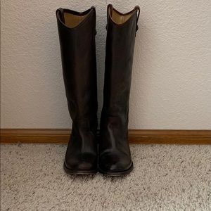 Frye Dark Brown Melissa Button Riding Boots Size 6